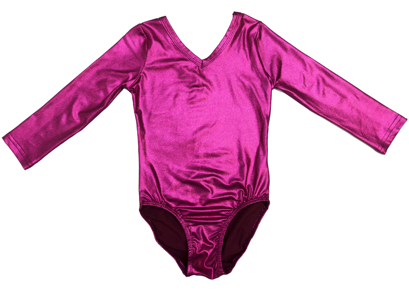 Shiny Hot Pink Long Sleeve Leotard